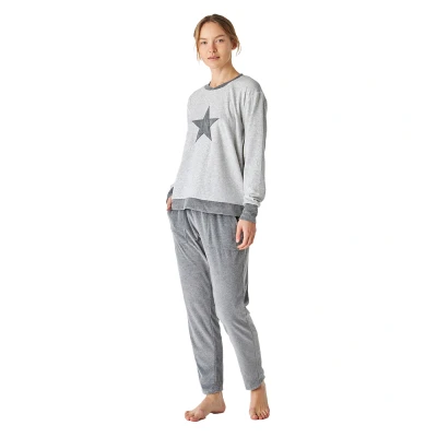 Image of J&amp;J Brothers Womens Winter pajamas long sleeve velvet JJBEP1700 women Grey Size Large