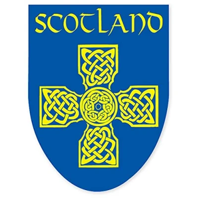 Image of Scotland Scottish Decal Car Sticker Saltire Thistle (Scotland Blue Celtic Cross Shield)