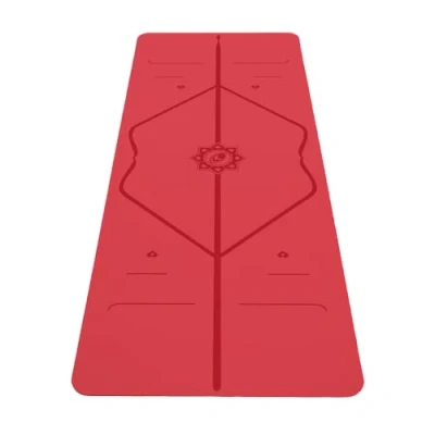 Image of Liforme Travel Yoga mat Free Bag, Patented Alignment System, Warrior like Grip, Non slip, Eco friendly and Biodegradable, Ultra lightweight, Sweat resistant, Long, Wide Thick (Red)