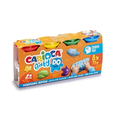Image of CARIOCA Baby Do Modelling Clay, Set of 8 Colours, for Children from 12 Months, Bright and Mixable Non Dirting Air Dry, Contains Wheat