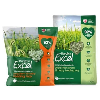 Image of Burgess Excel Mixed Feeding Hay Value Bundle, 2KG Dried Fresh Grass and Long Stem for Rabbits 100% Natural Ingredients, Dust Extracted Timothy