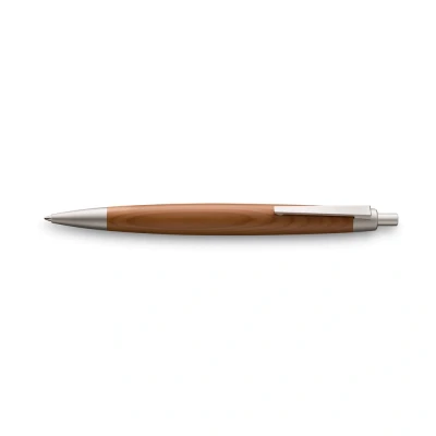 Image of Lamy 2000 taxus elegant ballpoint pen with yew wood casing and palladium finish perfectly balanced incl. giant refill M 16 in line width black