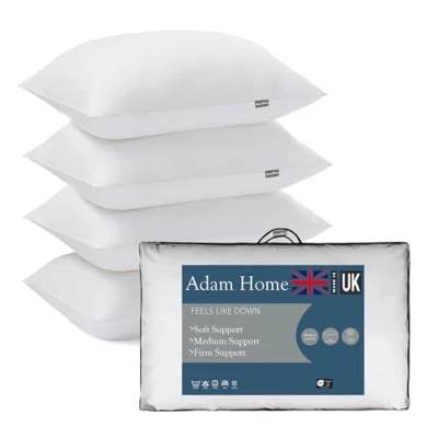 Image of Adam Home Pillows 4 Pack Hotel Quality Down Side Sleeper Bounce Back Bed Pillow Quick rebound, Dust Proof Resistant Premium Filled of