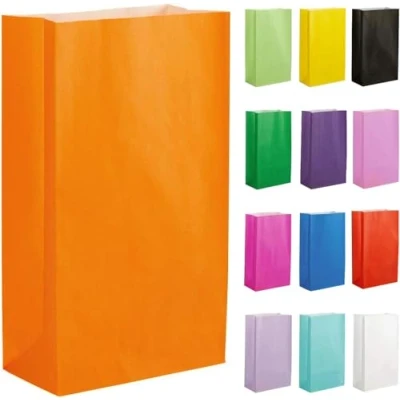 Image of Thepaperbagstore 30 Orange Paper Party Bags Colourful Gift for Kids and Adults Parties, Halloween, Birthdays, Weddings, Baby Showers, Hen Parties Sweets 14x24.5x7cm