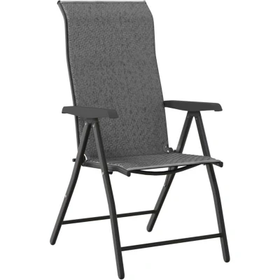 Image of vidaXL Folding Garden Chairs 8 pcs Grey Poly Rattan
