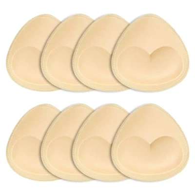 Image of SKENGWEL 4 Pairs Women&#039;s Triangle Bra Pads Inserts Removable Push Up Sports Cups Replacements for Bikini Top Swimsuit (4 Beige C/D)