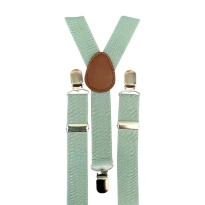 Image of DB Dickie Bow Children&#039;s Kids Boys Vintage Adjustable Braces (Sage Green/Eucalyptus) suitable for formalwear, weddings, parties, pageboy outfits