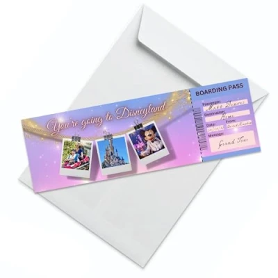 Image of DIY Destination Travel Ticket Card Personalized Holiday Surprise Birthday Greeting Celebration