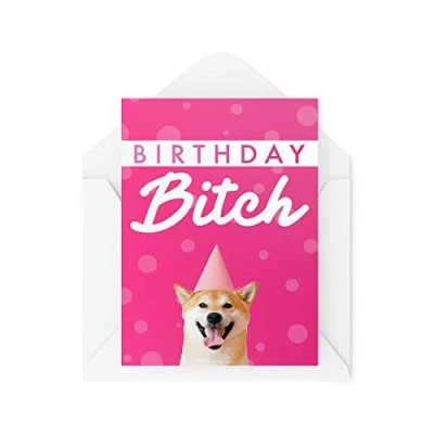 Image of Funny Cards Birthday Card Bitch Dog 21st 30th 40th 50th 60th 70th Greeting Witty Humour Laughter Banter Joke Fun CBH39