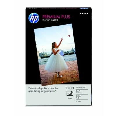 Image of HP Premium Plus Photo Paper High Gloss 4 x 6&quot; 10 15 cm 280g/m2 Borderless 100 Sheets