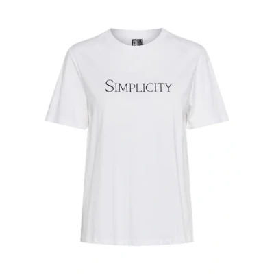 Image of PIECES Women&#039;s Pcnori Ss T Shirt Bc, Bright White/Print: Simplicity, M