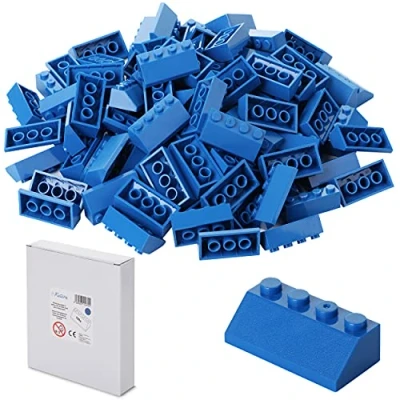 Image of Katara 100 building blocks in roof form, compatible with all other manufacturers Blue