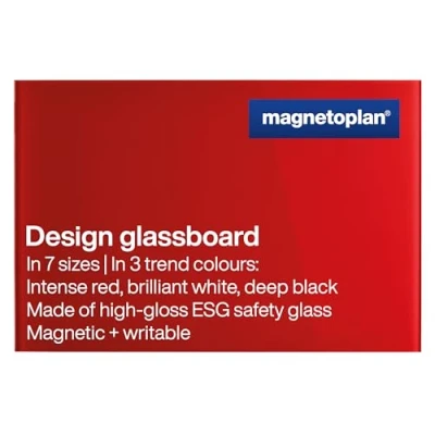 Image of HOLTZ OFFICE SUPPORT GMBH Designer Glass Board, Magnetic, WxH 600 X 400mm, Colour Intense Red