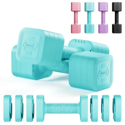Image of Dripex Adjustable Dumbbells Weight Set 2.5kg/5kg/10kg Pair, Dumbbell with Non Slip Handle Home Gym Fitness for Men/Women 5kgX2