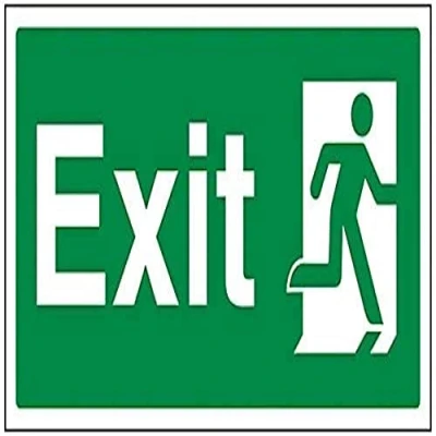 Image of V Safety Final Exit Man Right Sign Landscape 300mm x 150mm Self Adhesive Vinyl, Green, 21009AY S