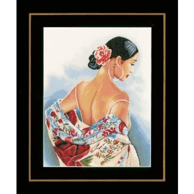 Image of Lanarte Counted Cross Stitch KIT Flower Scarf (AIDA)
