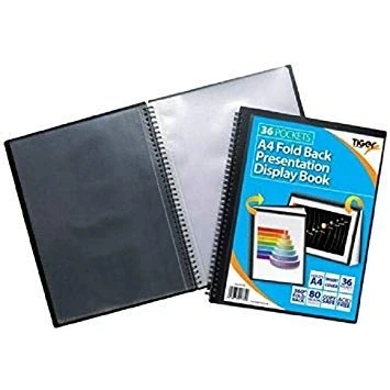 Image of 3 x A4 Pocket Fold Back Display Book Black