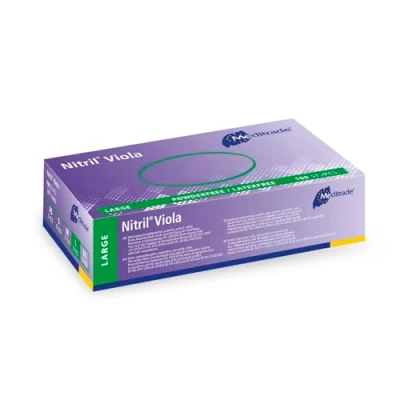 Image of Meditrade Nitrile Examination Gloves Medium, Powder Free, Hypoallergenic, Heavy Duty, Long Cuff, Ambidextrous, Disposable, for Any Sector, Bulk Buy (Large) (Violet)