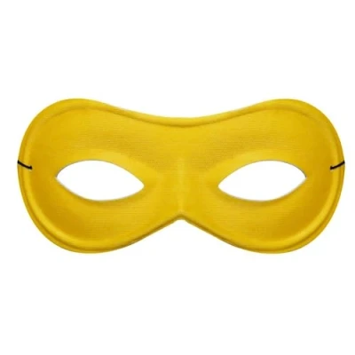 Image of Yellow Superhero Mask Pack of 1 Eye on Elastic String Hero and Villain Fancy Dress Costume Accessory