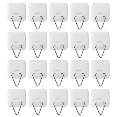 Image of 20 Pcs Invisible Adhesive Plate Hanger Plastic Hangers Wall Display Holder for Pictures Art Decor