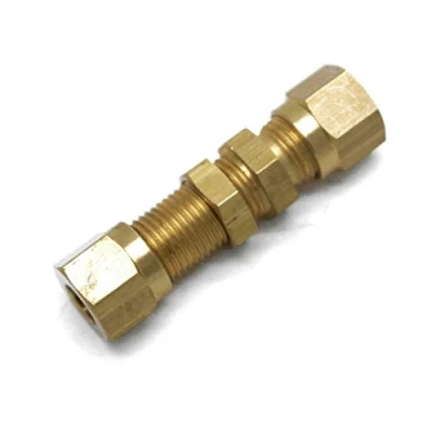 Image of qcl British Made 6mm To Equal Ended Bulkhead Brass Compression Coupling