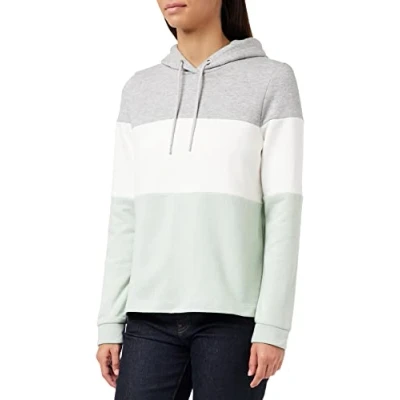 Image of TOM TAILOR Denim Ladie&#039;s 1034348 Hoodie with Stripes, 12792 Soft Greyish Green, L