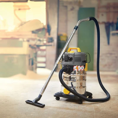 Image of Vacmaster Wet &amp; Dry Vacuum Cleaner 30L with Push Clean Filter. 240V L Class Industrial Dust Extractor. 1400W Motor, Power Take Off HEPA 13 Filtration. For Commercial Professional Use