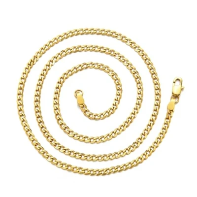 Image of Philip Jones Men&#039;s 3mm Gold Plated Steel 20 Inch Cuban Curb Chain Necklace