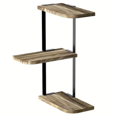 Image of ASelected 3 Tier Corner Shelf,Wooden Floating Shelves Small Wood for Bedroom Living Room Bathroom Kitchen Office