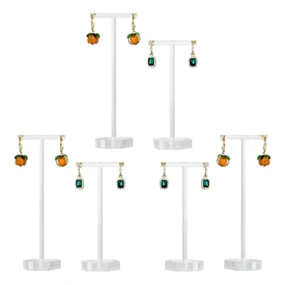 Image of GemeShou 6pcs acrylic earring Display T stand for selling, mini clear hangers jewelry earrings, Earrings holder woman, transparent photo props online【Hexagon base 6pcs】