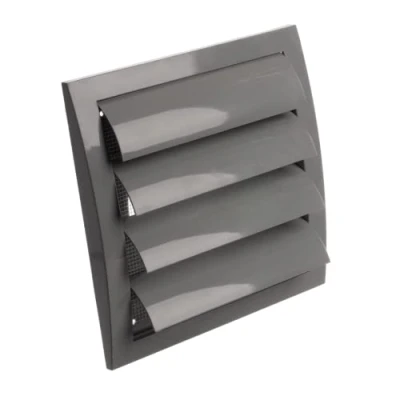 Image of Ø 125mm / 5 inch Gravity Grille Ducting Air Vent with Round Spigot and Non Return Shutters ABS Plastic Grey