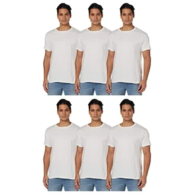 Image of Hanes Men&#039;s Essentials T Shirt Pack, Crewneck Cotton Shirts for Men, White 6 S