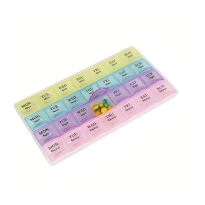 Image of IMBTECH Pills Box 28 Slot, 7 Days Weekly Tablet, Medicine Holder, Organizer Storage, Storage Container, Portable Travel Kits, Dust Proof for Pill, Colourful Slots