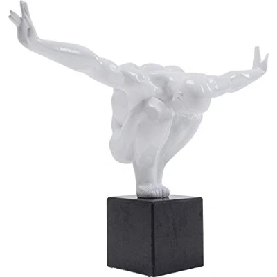 Image of Kare Design Deco Object Athlet, White, Small, polyresin sculpture with engineered marble base, room decor, home decor for living room, bedroom, hallway, handmade, 29x43x15cm (H/W/D)