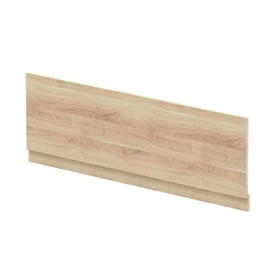 Image of nuie MPD3005 Arno Modern Bathroom Standard Straight Bath Front Panel, 1700mm, Bleached Oak Woodgrain