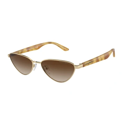 Image of Emporio Armani Sunglasses Shiny pale goldcoloured/brown, Women&#039;s, Size: 56, gold coloured/brown