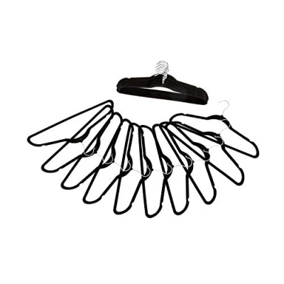 Image of Oypla Pack of 20 Black Non Slip Space Saving Velvet Clothes Garment Coat Suit Hangers
