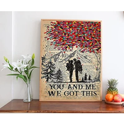 Image of Inga You And Me We Got This Poster Hiking Girl Adventure Wall Couple Mountains Metal Tin Sign 8x12 inches