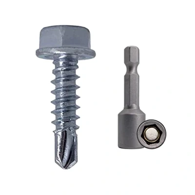 Image of (Pack of 150 pcs) DIN 7504 K Zinc Plated Steel 4.2 x 16 mm Screws, Self Drilling Sheet Metal Screw, Hex Washer Head, Tapping (150, mm)