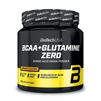 Image of BioTechUSA BCAA + Glutamine Zero 40 Servings Vegan Sugar Free Gluten 2:1:1 Ratio BCAAs 480 g Orange