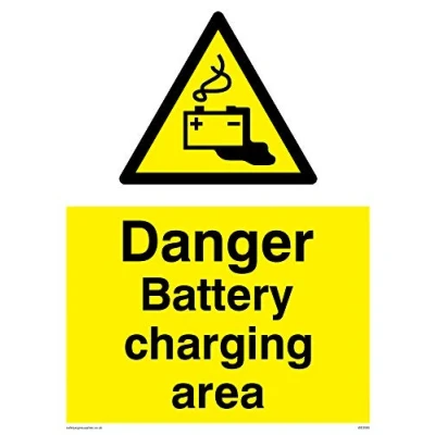 Image of Viking Signs WE3560 A5P V &quot;Danger Battery Charging Area&quot; Sign, Vinyl, 200 mm H x 150 W
