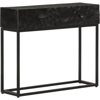 Image of vidaXL Console Table Black 90x30x76 cm Solid Wood Mango and Iron