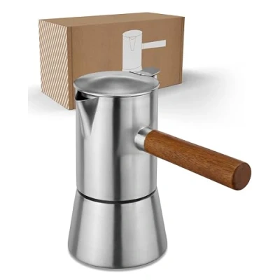 Image of LAMBDA COFFEE® Espresso Maker Suitable for Induction Cookers 100 ml Stainless Steel 1 2 Cups I Outdoor Mocha Pot Small as Camping Accessories