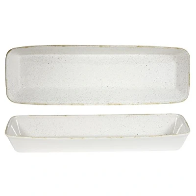 Image of 2x Churchill Stonecast Hints Barley White Rectangle Baking Tray 21 x 6.5 2.5