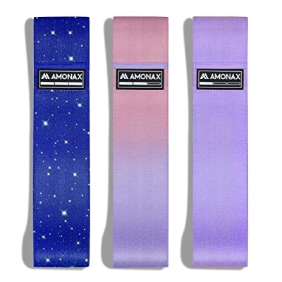 Image of Amonax Fabric Resistance Bands Women Glute Female for Booty, Squat Exercise Elastic Resistant Weight Loss Workout Equipment Gym Fitness Accessories Legs Butt Bum (Purple)