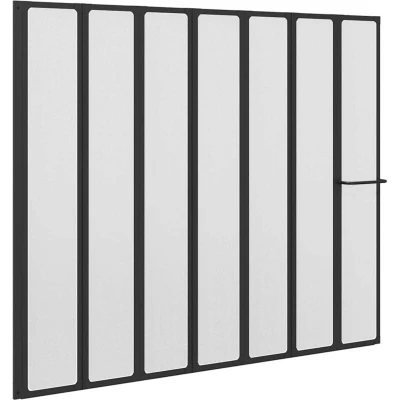 Image of vidaXL Foldable 7 Panel Shower Bath Screen with Towel Rack and Leak Prevention Adjustable Mounting, White, Aluminium Frame Polypropylene Board, 140 x 168 cm