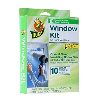 Image of Duck 1163221 Indoor Shrink Film Insulation Kit Insultation, Clear, 10 Windows