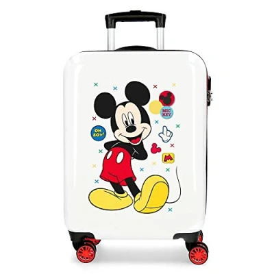 Image of Disney Mickey Enjoy The Day Cabin case White 40x55x20 cm Hard Mount ABS Side Combination Lock 34L 2.8 kg 4 Double Wheels 0, Multicoloured, 34L, Suitcase
