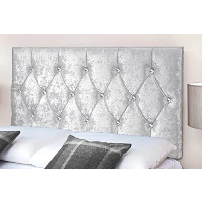 Image of Gallop Sleep Diamond Cut Crush Velvet Headboard for Divan Bed Bedroom Furniture (king Size 5 FEET, Height 20 INCHES, Silver)