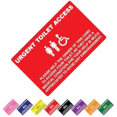 Image of Disability Urgent Toilet Medical Card Access Weak Bladder/Bowel Condition Cant Wait NHS (Red Toilet) Quantum Leap®